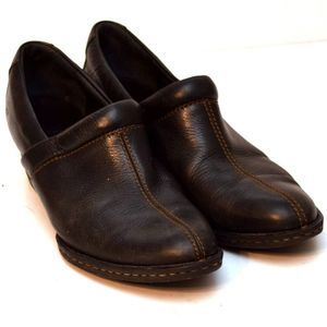 Born Clogs Block Heel Comfort Shoes Women Size 9.5M Black Slip On Leather